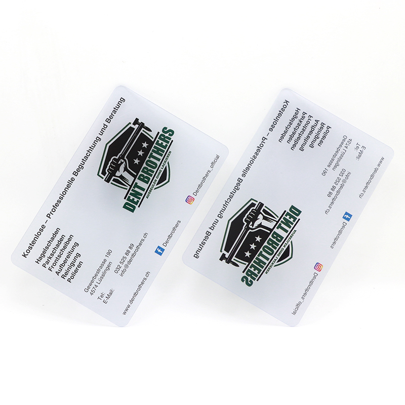 standard pvc transparent business cards