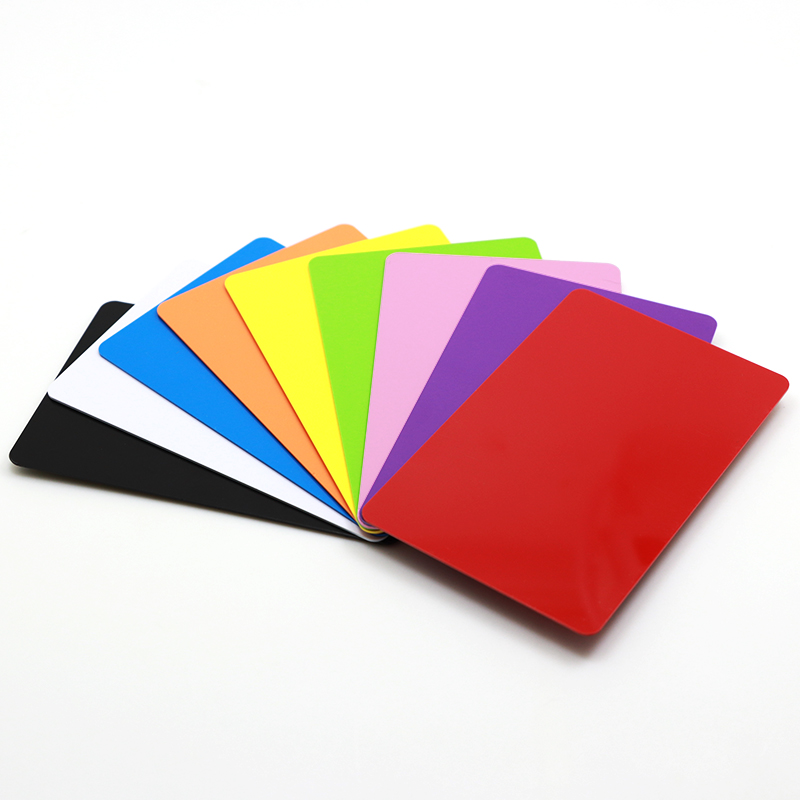 blank colored plastic cards