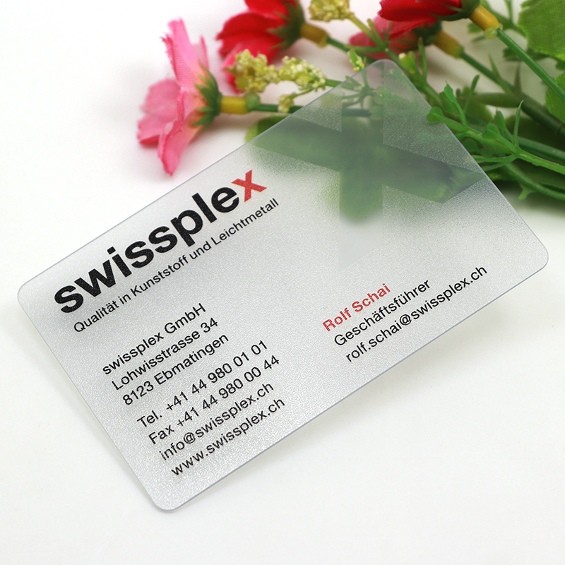 customized pvc frosted transparent name cards