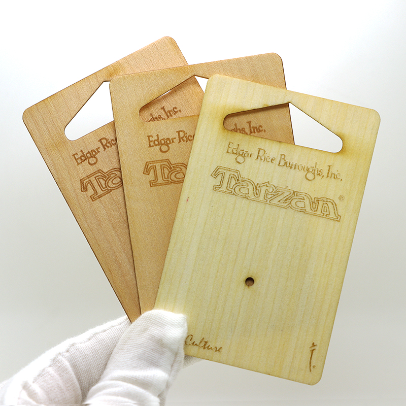 laser cut wood hang tags with hole
