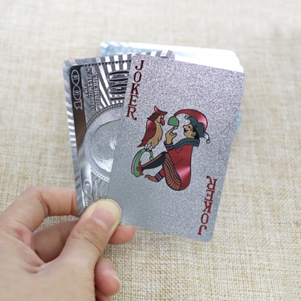 silver plastic playing cards