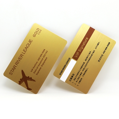 Brushed Membership Cards Gold PVC Card With Signature Panel