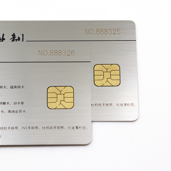 contact smart chip card with siliver brushed pvc