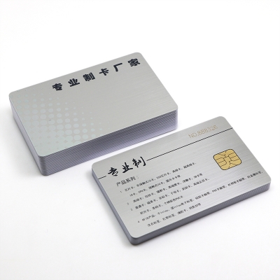 Plastic Contact Smart Chip Card Customization With Silver Brushed Surface