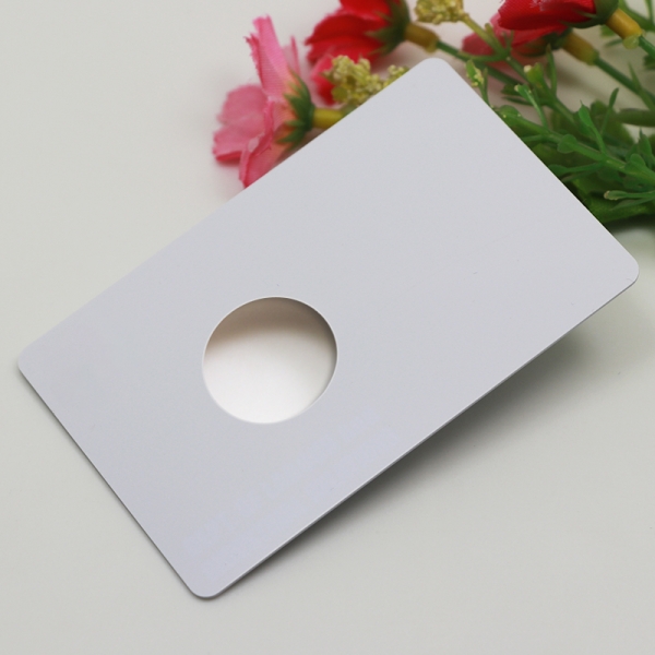 glossy plastic die cut business cards with big hole