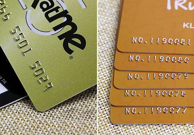 embossed number plastic card