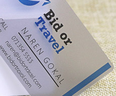 business card with clear plastic