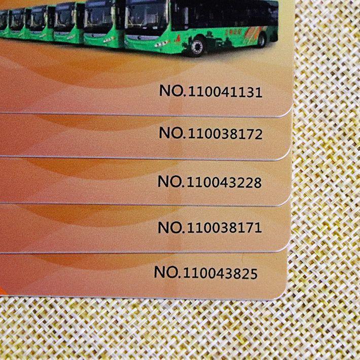 contactless bus card with laser number