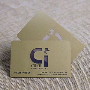 Die Cut Clear Frost Plastic With Matte Gold Transparent Card