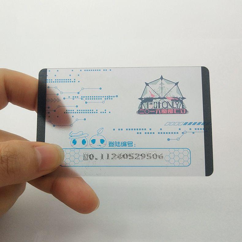 Custom Printed Embossed Number Transparent PVC Card