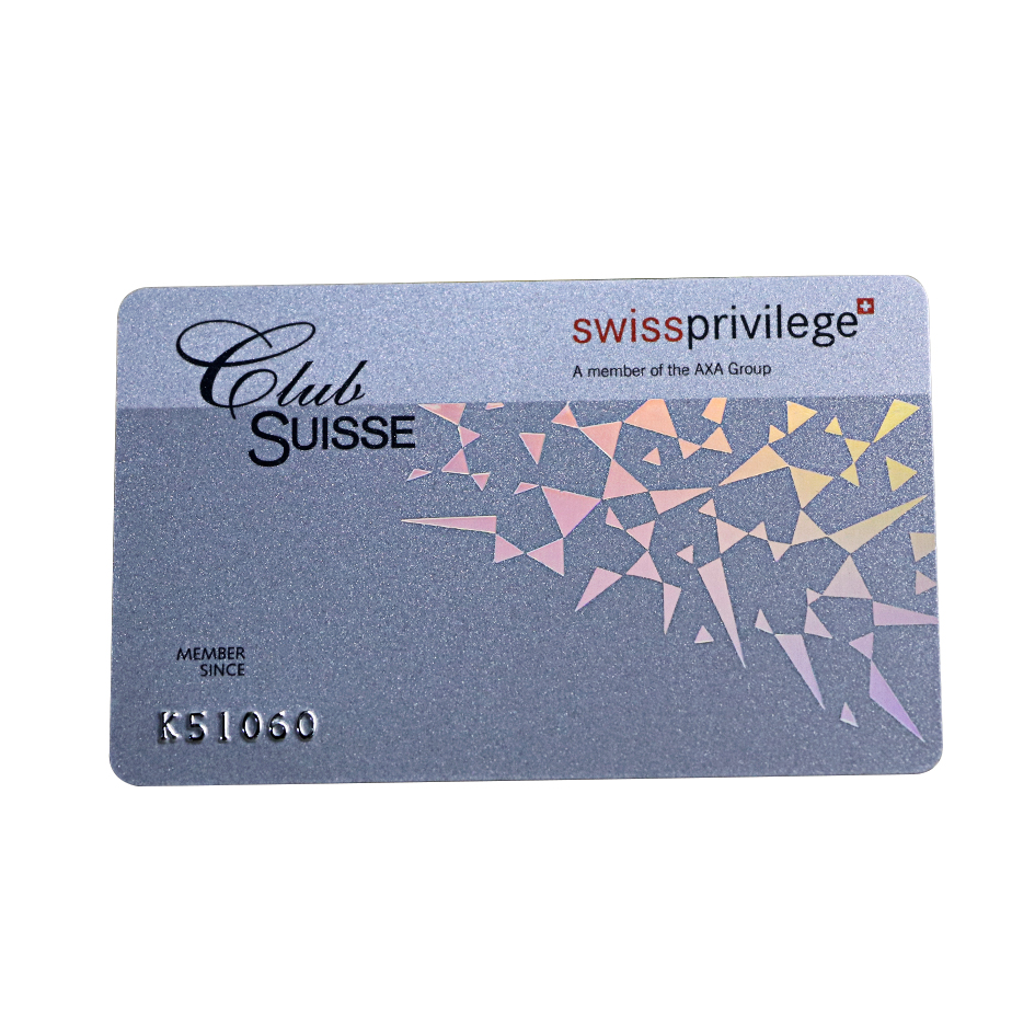 Laser Foil Membership Card With Silver Embossed Number