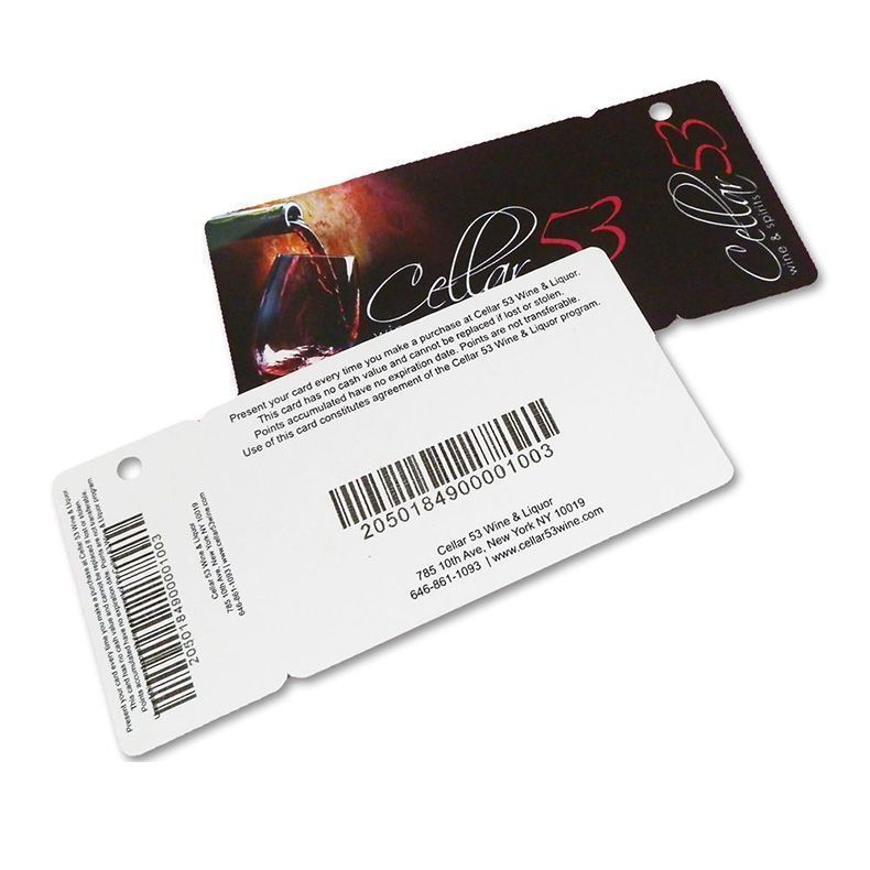plastic loyalty card with spray barcode