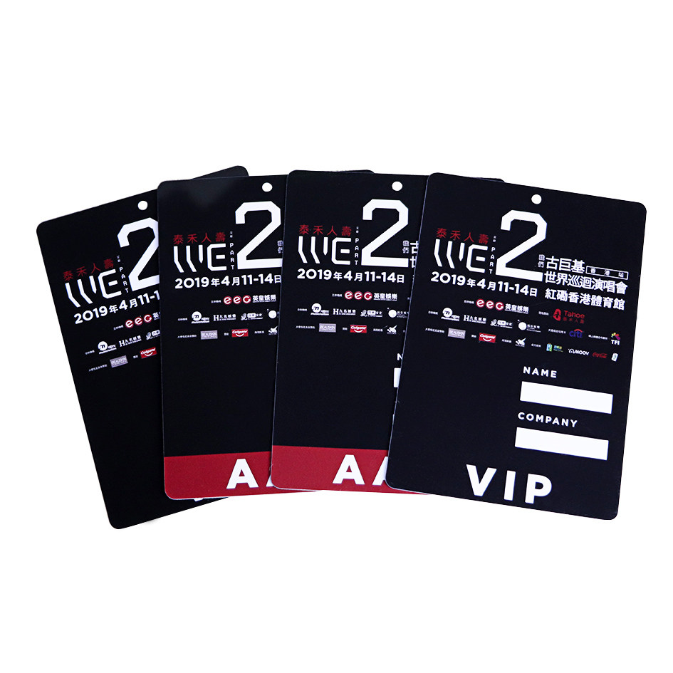Concert VIP Plastic Ticket Card With Hole Punch