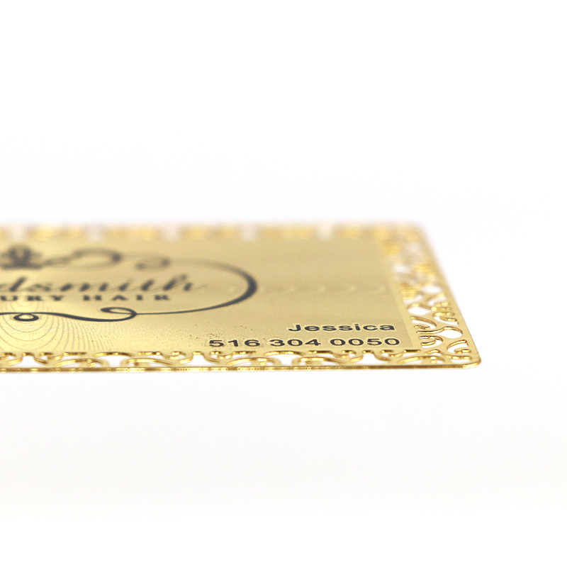golden metal business cards with logo