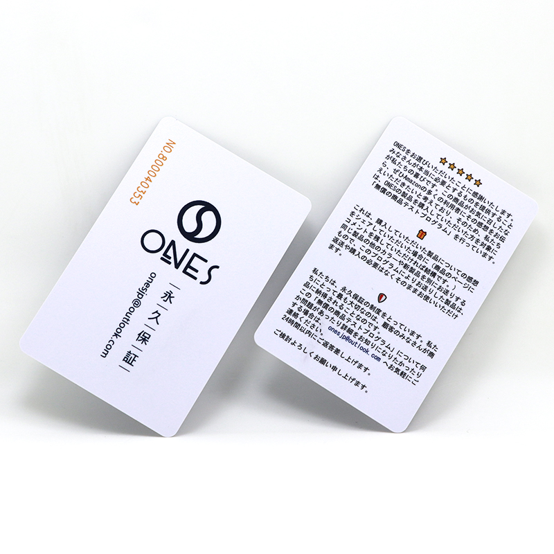 Membership Warranty Card Customized White Plastic Card With Laser Number