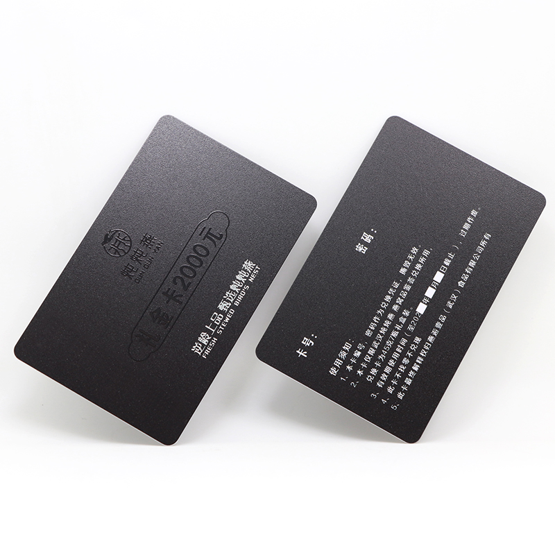 Frosted Plastic Membership Card Black Frosted PVC Card With Clear Spot UV Logo